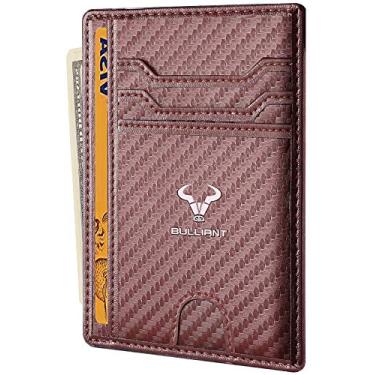 Imagem de Carteira fina, fina, minimalista, bolso frontal, porta-cartões para homens, 7 cartões, 8 x 11,4 cm, caixa de presente, Brown7043, Minimalista