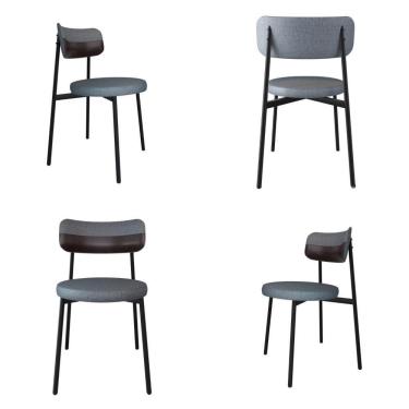 Imagem de 4 Unidades Cadeira Kyta Fixa C/4 Pés 50 X 44,7 X 83,8 Cm. Corriente Cinza/courino Café Corriente Cinza/courino Café