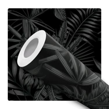 Imagem de Papel de Parede Adesivo Preto Cinza Costela de Adão Folhagem Moderno Q