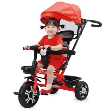 Imagem de Triciclo Infantil com Alça e Capota Atentu Motoca Passeio com Empurrador (Vermelho)