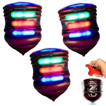 Imagem de Piões Musicais Gira Com Som E Luz Kit 3 Pião Dragão De Combate