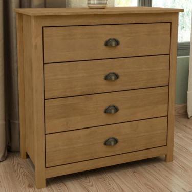 Imagem de Cômoda Para Quarto Closet 4 Gavetas Madeira Maciça Mazzaro F06 Freijó 