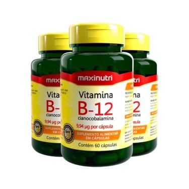 Imagem de Kit 3 Vitamina B12 100% Idr Maxinutri 60 Cápsulas