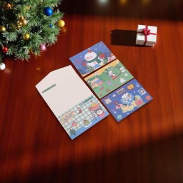 Imagem de 1 conjunto de cartões festivos retrô série tripla com papel envelope multicolorido 12,7 x 8,4 cm