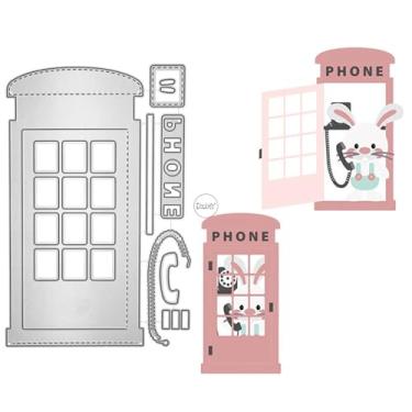 Imagem de DzIxY Matrizes de corte de metal para cabine telefônica de retalhos para kit de fabricação de cartões, conjunto de recortes de papel, estêncil, suprimentos, modelos de máquina