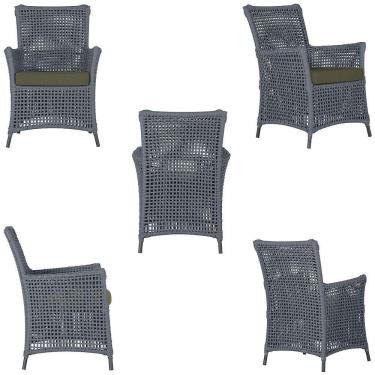 Imagem de 2 Poltronas E 1 Mesa Igapó Alumínio Preta Corda Náutica E13 Prata