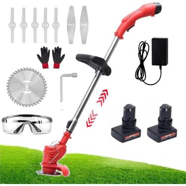 Imagem de Aparador De Grama Sem Fio Tt Cortador De Grama, Aparador Elétrico De Jardim Portátil, Aparador De Grama Sem Fio Com Bateria E Carregador Rodas Lâminas 800w Poderoso Apar, B.24v, 2 Battery