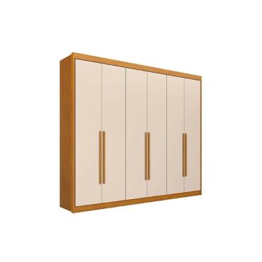 Imagem de Guarda Roupa Casal 6 Portas e 8 Gavetas Bérgamo Cinamomo/Off White - Conquista