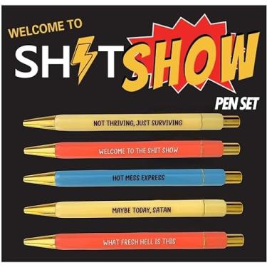 Imagem de 5 canetas engraçadas para show de , caneta personalizada com citações hilárias, canetas de uso diário hilárias, presentes de humor de escritório, tinta preta, ponta média de 1,0 mm (show de