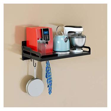 Imagem de Suporte de prateleira de micro-ondas de aço inoxidável preto, dobrável, suporte de micro-ondas, suporte de forno, suporte de prateleira de cozinha, organizador de armazenamento suspenso ()