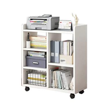 Imagem de RSLEE Estante móvel de chão com rolos, estante do chão ao teto, estante de livros de vários níveis para sala de estar, escritório, quarto, estante com armazenamento