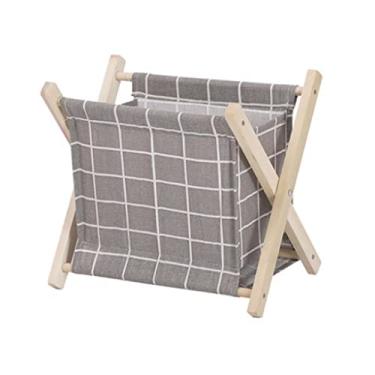 Imagem de RSLEE Estante de mesa de armazenamento de cosméticos, estante dobrável de tecido, estante de revistas, pequena estante para escritório em casa, estante com armazenamento