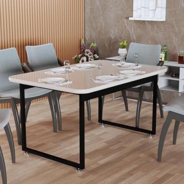 Imagem de Mesa De Jantar Retangular 120x80 Com Pé Ferro Design Contemporâneo (Off White)