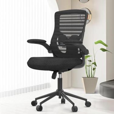 Imagem de Cadeira de escritório ergonômica para longas horas e alívio da dor lombar – Almofada de assento de espuma de memória, suporte lombar acolchoado ajustável e apoios de braço acolchoados, ideal para