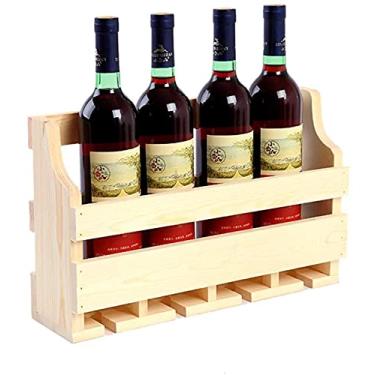 Imagem de Estante de vinho montado na parede, suporte para garrafa de vinho, prateleira de madeira, suporte de garrafa de vinho (cor de verniz) 60 x 11,5 x 25 cm