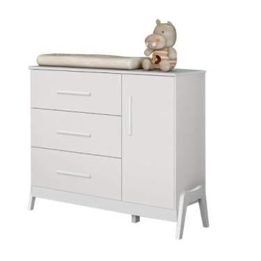 Imagem de PEROBA - Cômoda Infantil Bebe Guti Retro Peroba Cor Branco 100% MDF