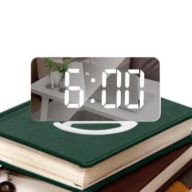Imagem de Relógio espelhado, relógio digital moderno de LED | Ajuste automático de brilho eletrônico digital para mesa de estudo, sala de estar, dormitório, faculdade, casa, homens, adolescentes, idosos