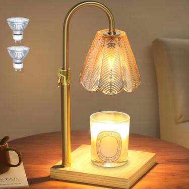 Imagem de Gorrzai Lâmpada aquecedor de velas com temporizador regulável, presentes de aniversário de outono e Natal para mulheres, presentes de aquecimento de casa, nova decoração de casa, abajur de folha