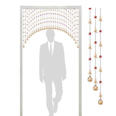 Imagem de OKUOKA Cortinas de porta com contas de 30 fios para portas, cortina de cordão para divisores de quarto, vidro de cristal champanhe, decoração de tela de sala de estar, personalizável (tamanho: largura