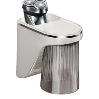 Imagem de Suporte de copo magnético para banheiro, organizador de armazenamento de escova de dentes, dispensador de copo de enxaguante bucal magnético para apartamento, quarto de hotel, dormitório, cozinha