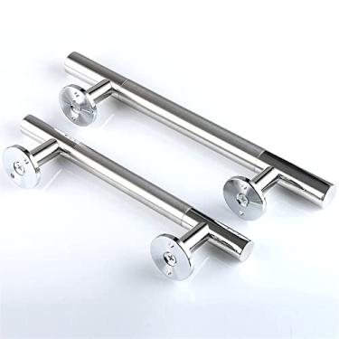 Imagem de STXYANGV Maçanetas de porta de celeiro, pacote com 2 maçanetas pesadas de aço inoxidável, corrimão e puxador para escadas, portão, garagem, para casa/loja/garagem/escritório