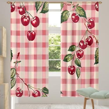 Imagem de 2 conjuntos de painéis cortinas transparentes vermelhas lindas frutas cortinas transparentes arejadas com filtro leve painéis de cortina para porta janela para sala de estar, quarto, jantar, 192 cm de