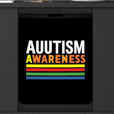 Imagem de Capa de ímã para lava-louças, palavras de autismo, coloridas magnéticas, capas para decorar lava-louças, capa magnética para porta de lava-louças, decalque para cozinha, eletrodomésticos, decorativo