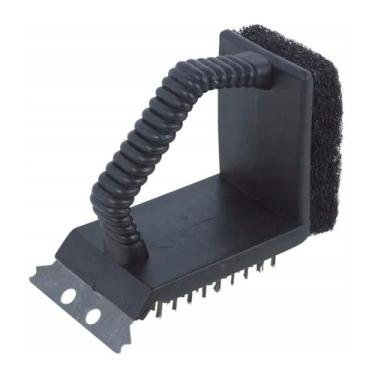 Imagem de Escova 3 em 1 para Limpar Grelhas e Chapas – Aço + Cerdas + Espátula, Multiuso, Resistente e Ideal para Churrasqueira, Fogão, Chapas e Utensílios com Sujeira Difícil