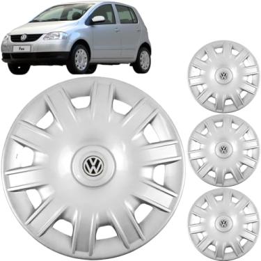 Imagem de Jogo 4 Calotas Aro 15 Vw Fox E Polo 2003 a 2009 Com Adesivo Logo Vw Resinado Grid GR063AR