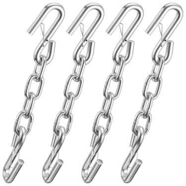 Imagem de Otoolling 4 peças de extensão de corrente de segurança de reboque 5/40.6 cm x 30.5 cm grau 30 3,447.3 kg kit de corrente de segurança de aço galvanizado com ganchos de pressão para trailers RV