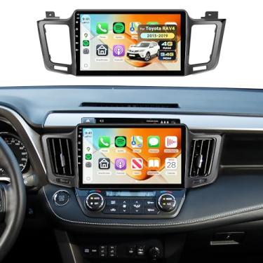 Imagem de Rádio automotivo 4G + 64G para Toyota RAV4 2013-2019 para carro original com tela, Rimoody Android Car Stereo Carplay tela sensível ao toque de 10,1 polegadas Android Auto GPS WiFi Bluetooth FM/RDS EQ
