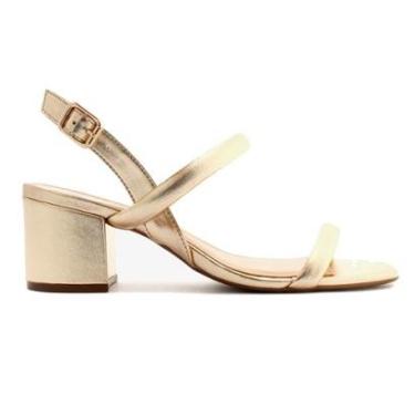 Imagem de SANDALIA METALIZADA AREZZO TIRAS BOMBADAS SALTO BLOCO-Feminino