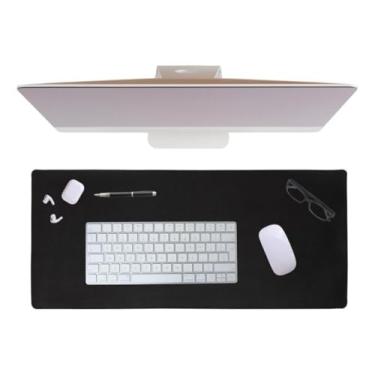 Imagem de Tapete de mesa em couro e camurça, confortável e antiderrapante, 80 x 40 cm, inclui tapete de mouse em couro (Kit Desk+Mouse Pad Preto)
