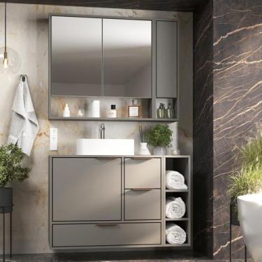 Imagem de Conjunto Gabinete para Banheiro Modulado 100cm X 124cm Prime Yescasa