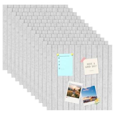 Imagem de ZJRDYYK 30 x 30 cm, 12 peças, placa de cortiça de feltro para parede, quadro de avisos para exibição de mensagens, aviso DIY, decorações de fotos, sala de aula, escola, escritório, quarto (cinza