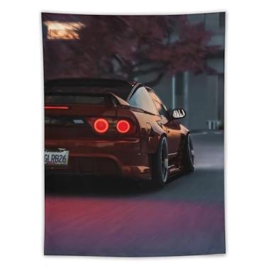 Imagem de HouLaiZhe Tapeçaria de carro vermelho modificado Jdm carro 180sx esporte pendurar na parede quarto decoração de casa tapeçarias estética piquenique decoração de parede arte de parede para dormitório
