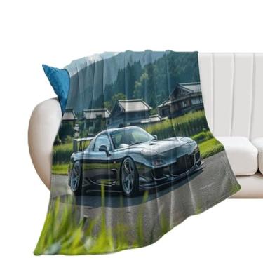 Imagem de HouLaiZhe Cobertor super macio de flanela JDM Rx7 carro esportes campo tranquilidade leve cobertor refrescante para sofá-cama, cadeira, sofá, carro, viagem ao ar livre, leve, quente, 127 x 152 cm