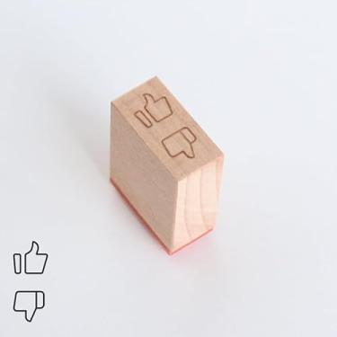 Imagem de Carimbo de borracha mini polegar para cima e para baixo, mini carimbo de base de madeira 0,4 cm x 0,20 cm para álbuns, agenda, classificação, diário, artesanato DIY, confecção de cartões, sala de aula