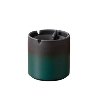 Imagem de Cinzeiro Cinzeiro minimalista verde degradê, cor sólida, à prova de vento, estilo chinês, tamanho médio, em formato funil, para uso escritório