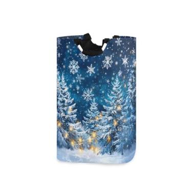 Imagem de CEBUGI Cesta de lavanderia com flocos de neve, cesto de roupa suja dobrável para roupas, quarto, banheiro, dormitório