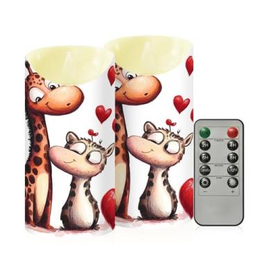 Imagem de Wassud Pacote com 2 velas girafa fofas sem chama com controle remoto, velas realistas cintilantes com temporizador, velas decorativas para Natal, casamento, festa, decoração de casa média