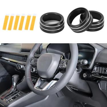 Imagem de INFINAUTO Anel de cobertura de botão de controle de volume de mídia de ar condicionado AC, acabamento de decalque interior para Honda CR-V 2023-2024 preto, 3 peças