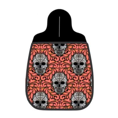 Imagem de Lixeira De Carro Organizador Lixinhocar Caveiras Mexicanas Arabesco Coral