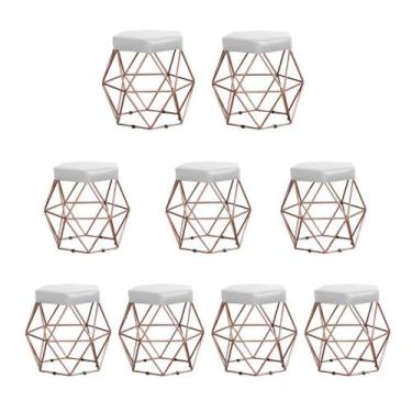 Imagem de Kit 9 Puffs decorativos aramado Vanessa-material sintético branco - GA