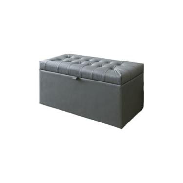 Imagem de Banqueta Decorativa Com EspaçO De Armazenamento - FáCil Acesso(Cinza corino,Pés em PVC)