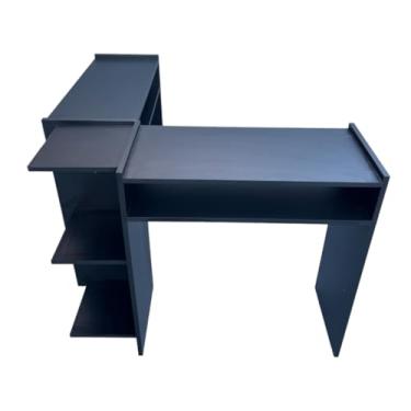 Imagem de Mesa de manicure/penteadeira sofisticada em formato de L, ideal para salões de beleza modernos(PRETA)