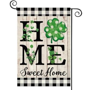 Imagem de ORTIGIA Dia de São Patrício Shamrock bandeira de jardim pequena serapilheira vertical dupla face fazenda rústica búfalo xadrez bolinhas 17 março decoração de casa para quintal gramado pátio ao ar
