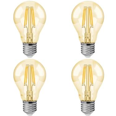 Imagem de Kit 4x Lâmpada Filamento Led A60 Retrô Vintage Âmbar Bivolt E27