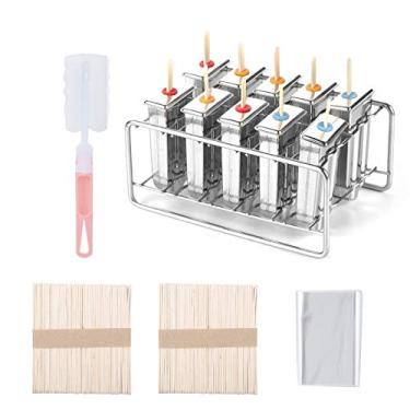 Imagem de AÇO INOXIDÁVEL CABEÇA REDONDA PLACA DE GORDURA MOLDE DE SORVETE MOLDE PICOLÉ GROOVE DUPLO PARA FAZER DIY GELO POP