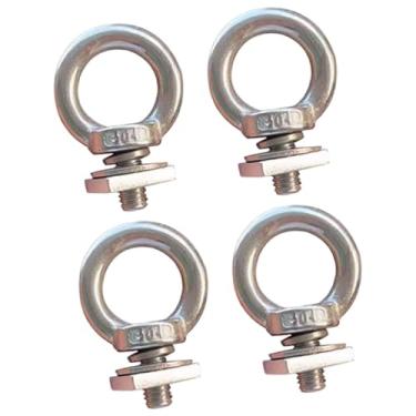Imagem de QccHieUs Conjunto de 4 Anéis de Fixação com Olhal para Bagageiro de Teto - Parafusos em T para Ancoragem, Prata